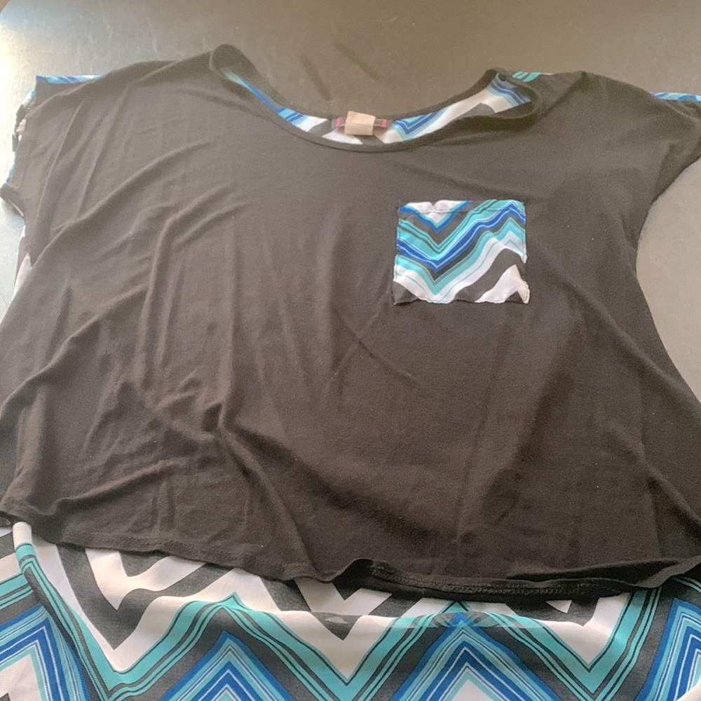 Black and patterned shirt